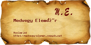 Medvegy Elemér névjegykártya
